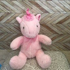 Dan Dee Collectors Choice Plush Pink 2 tone Unicorn Stuffed Animal bow 14  