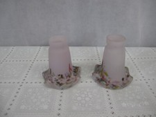 Pair of Hand Blown Glass Tulip Shades Purple Multi Drops