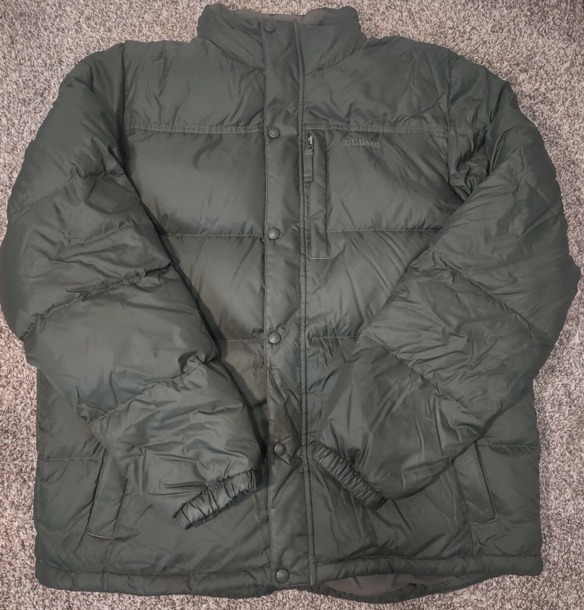 L.L. Bean Goose Down Puffer Jacket Men's Size Large Dark Green EUC eBay