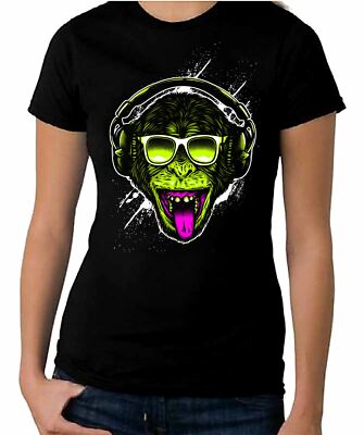 Funky Monkey DJ Damen T-Shirt - Monkeys Clubbing Ibiza House Musik
