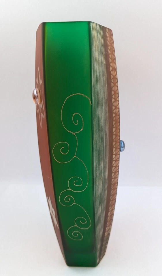 Womar Glass Hand Painted Art Vase 14" Poland - Image 4 of 4