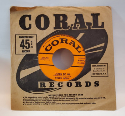 Buddy Holly LISTEN TO ME /I'M GONNA LOVE YOU TOO ROCKABILLY 45 #61947 PLAYS VG++
