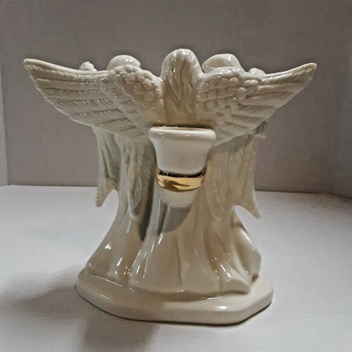 Mikasa Fine Porcelain Holiday Elegance Angel Trio Candle Holder w/ Gold Trim - Picture 2 of 8