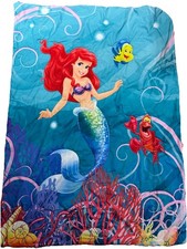 Disney Little Mermaid Ariel Sebastian Flounder Toddler Crib Blanket Comforter