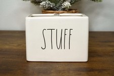 NEW Rae Dunn White  Stuff  Desk Organizer Bathroom Storage Ceramic Container