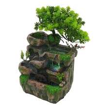 Mini Rockery Fountain Waterfall Feng Shui Desktop Water Rock Indoor Desk Decor