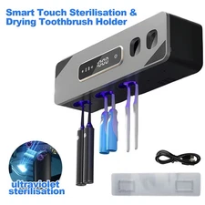 Automatic Toothpaste Dispenser & UV Light Sterilizer Toothbrush Holder Sanitizer