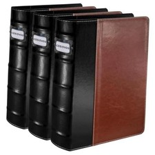 PU Leather CD/DVD Storage Binder with Zipper - 3 Pack Black-Red Holds 3 Red