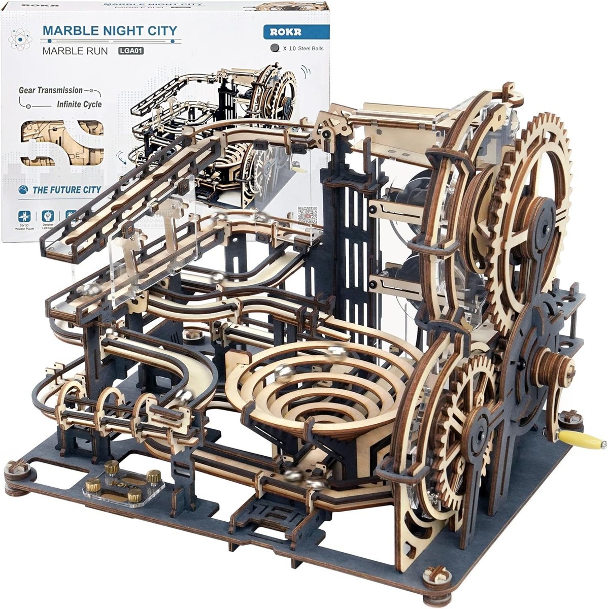 【marble】インセルダム 6点 2セット 3D Wooden Puzzles for Adults Marble Run Model Building Kit Marble