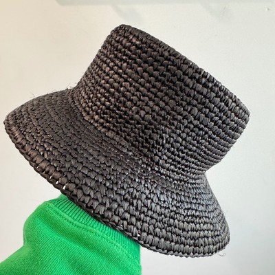 J.Crew Wide-brim raffia bucket hat in Black AY699 Raffia Bucket Hat For Women | J.Crew main image 3