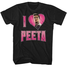 Hunger Games - I Heart Peeta - American Classics - Solid Black Adult Short Sleev