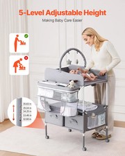 Baby Changing Table, Foldable Diaper Change Station with 2 Fabric Drawers, Side