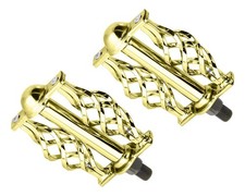 LOWRIDER 1/2" Gold Twisted Cage Bike Pedals Classic Cruiser Chopper Bicycles.
