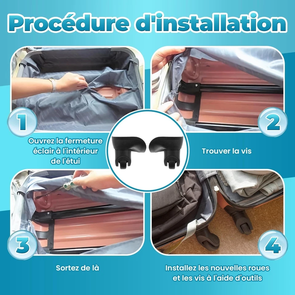 Roue de Valise Pivotante Dickly - Roues de Remplacement Silencieuses - Photo 4/4