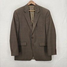 Lauren Ralph Lauren Blazer Mens 42L Brown Wool Houndstooth Plaid Sport Coat