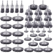 Carbon Steel Wire Wheel Cup Pen Brush Set 1/4 Inch Round Shank Rust 42 PCS
