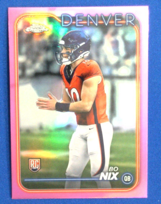 2024 Topps Chrome Football #206 Bo Nix Pink Refractor Rookie