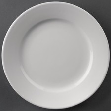 12 X Athena Hotelware Wide Rimmed Dinner Plates Service Porcelain Tableware