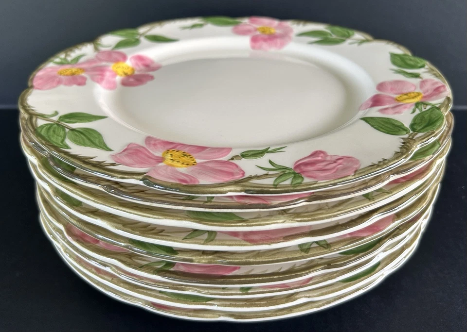 Juego de 9 platos de cena Franciscan Desert Rose de 10 1/2" con sello trasero de pantalla de TV Foto 2 de 4