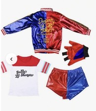 Girls HarleyQuinn Full Outfit, Jacket Shorts, T-Shirt , Age 12 To 13 Years