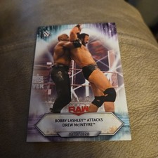 2021 Topps WWE #83 Bobby Lashley Attacks Drew McIntyre wrestling card