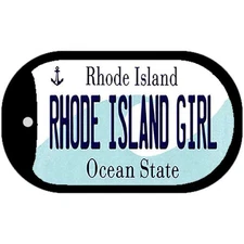 Rhode Island Girl Novelty Metal Dog Tag Necklace 2" x 1"