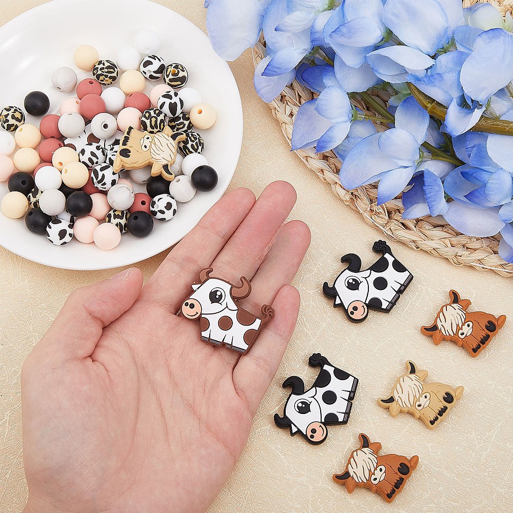 1box 72pc 12 style Food Grade Silicone Beads Chewing Beads For Nursing Necklaces