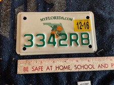 Florida Motorcycle License Plate 2016 3342RB