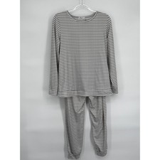 EKOUAER Pajama Set Women Striped Long Sleeve Top Pants Loungewear M