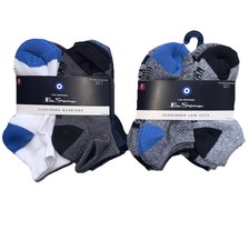 Lot Of 2 Ben Sherman Boys Cushioned Quarter Socks / Cushioned Low Cut Set