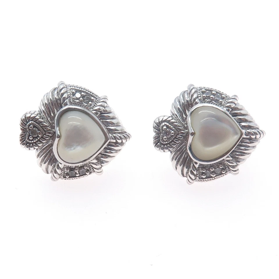 JUDITH RIPKA 925 纯银真拖把 & C Z 心形欧米茄背耳环 — 第 4/4 张图片