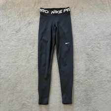 Nike Pro Dri-FIT Black Mid Rise Wide Waistband Mesh Panel Leggings Women's Sz XS
