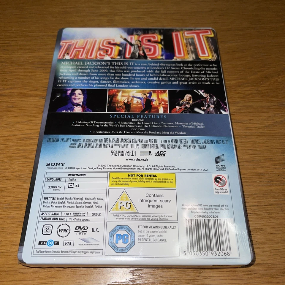Michael Jackson This is it - 2 Disc DVD Steelbook NEW & SEALED Region 2 - Image 2 of 4