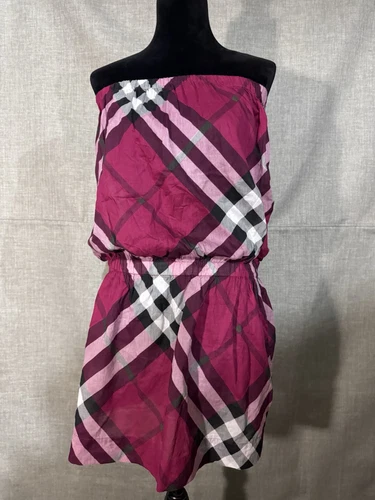 Abito Burberry Brit Kristie Burgundy Nova a quadri a quadri US S