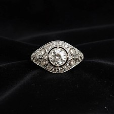 Art Deco Style Lab Created Diamond 14K White Gold FN Engagement Filigree Ring