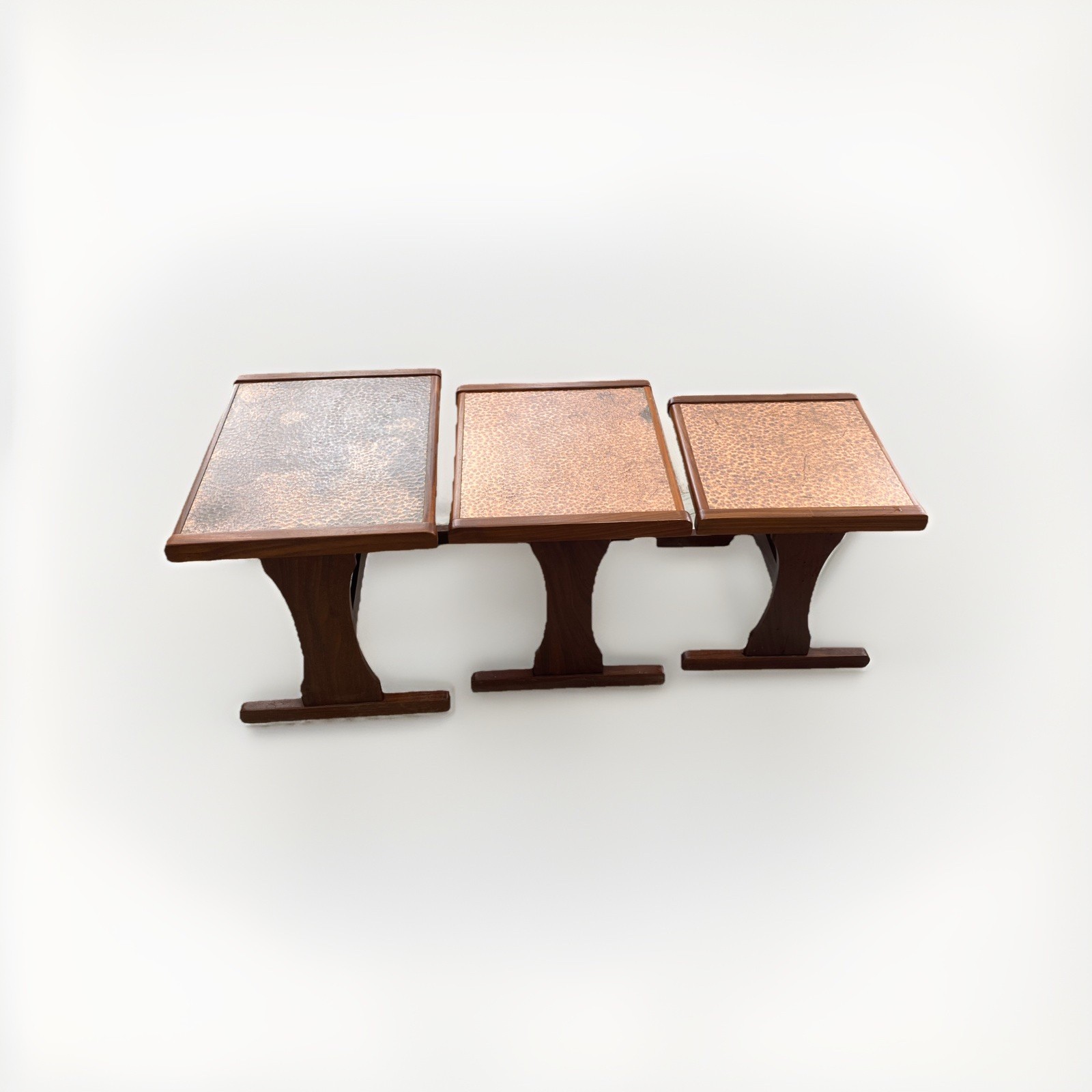 Vintage Retro 1970’s G PLAN Hammered Copper Nest Of 3 Tables