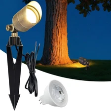 Solid Brass Low Voltage Outdoor Spotlight, 12V Landscape Lighting, Compact Si...