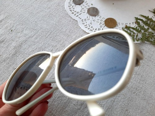 Brille Vintage Damen Sonnenbrille Kunststoff weißes Gestell Retro Übergröße Brille #3 - Bild 10 von 10
