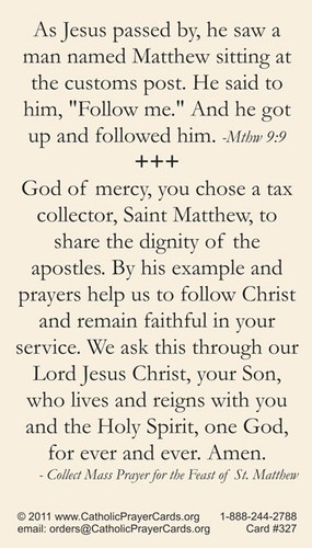 St. Matthew Prayer Card, 10-pack, with Two Free Bonus Cards Included - 第 2/2 張圖片