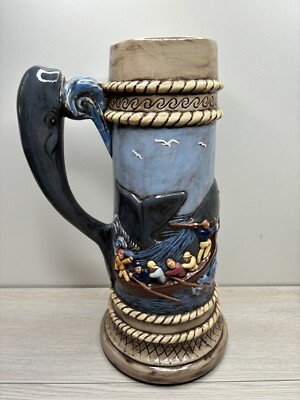 Large Whaling Stein Vase Ceramic 15 inches Tall! Beautiful Piece