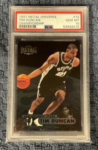 Tim Duncan 1997 Metal Universe Championship #72 Base Price Guide 