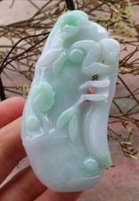 Certified Green Natural A Jade jadeite Pendant Praying Mantis Bat 螳螂 441644 AS