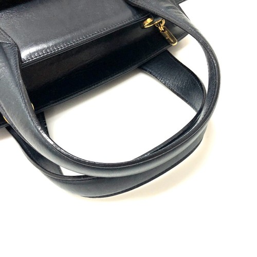 SALVATORE FERRAGAMO Gancini Tote Bag Hand Bag Navy Leather - Picture 4 of 9
