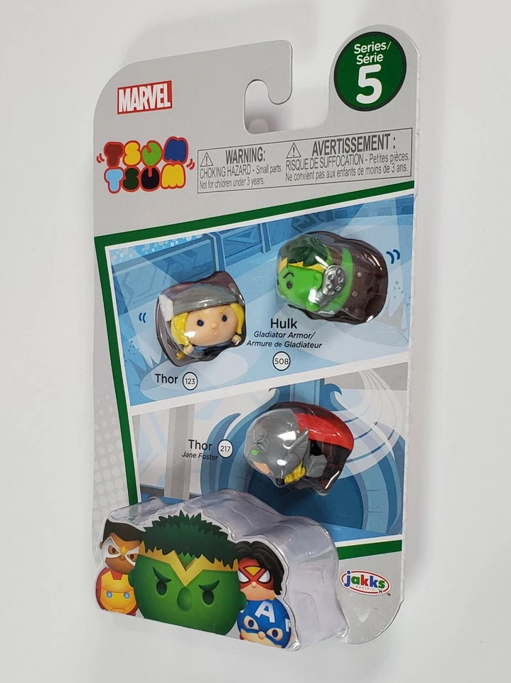 MARVEL TSUM TSUM THOR JANE FOSTER GLADIATOR HULK 3 FIGURAS MOSC SERIE 5 2017 DIFÍCIL DE ENCONTRAR Foto 3 de 4