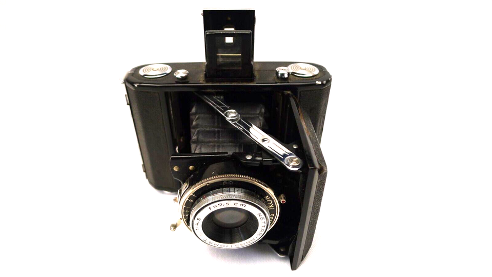 BLACK ZEISS IKON 515 FOLDING CAMERA 7.5cm f4.5 Nettar Anastigmat in AGC