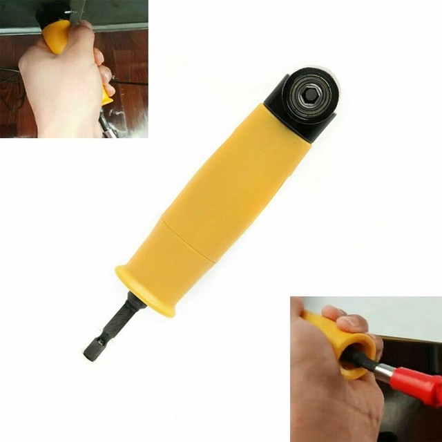 Reversible 105/° Bent Screwdriver Wrench Set 1//4 Inch Angle Driver Screwdriver Bit Holder with 4 Chrome Vanadium Steel Screwdriver Bits and Reversible Handle