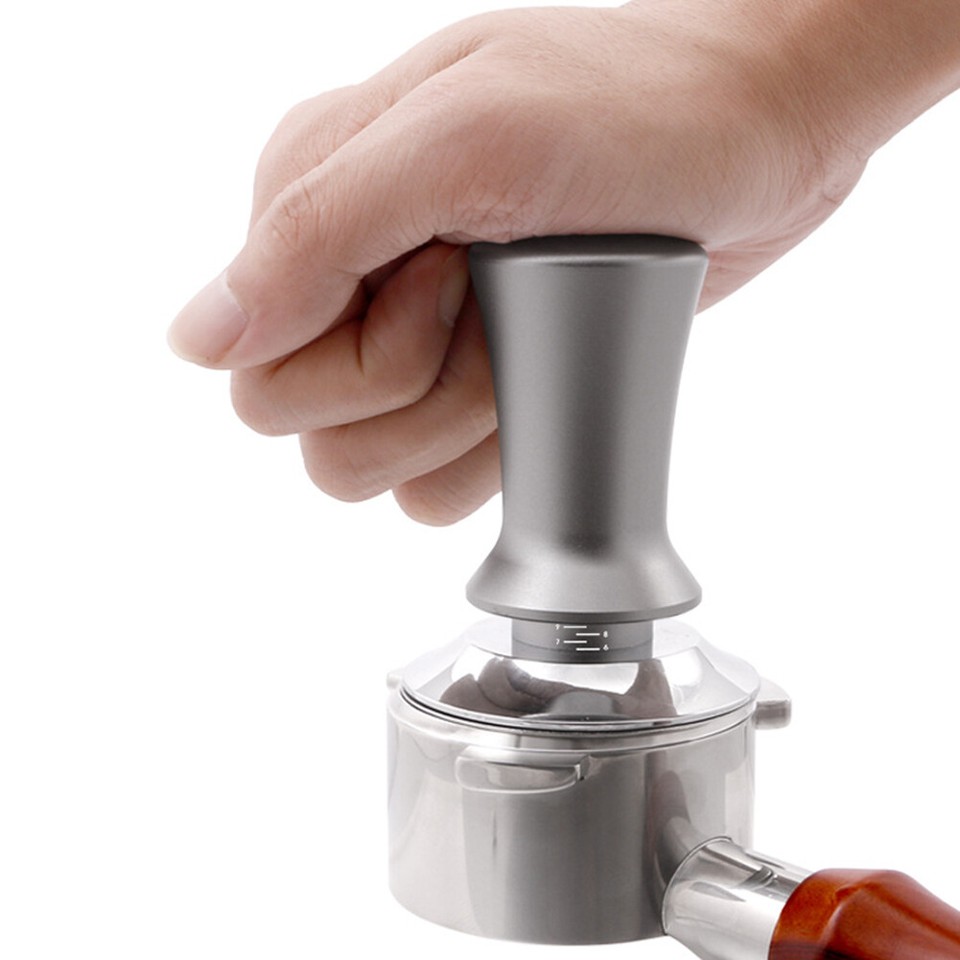 Coffee Tamper Distributor Adjustable Deep Coffee Presser for Home (Grey