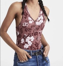 American Eagle Women's Size Small Mauve Rose Floral Print Bodysuit NWT
