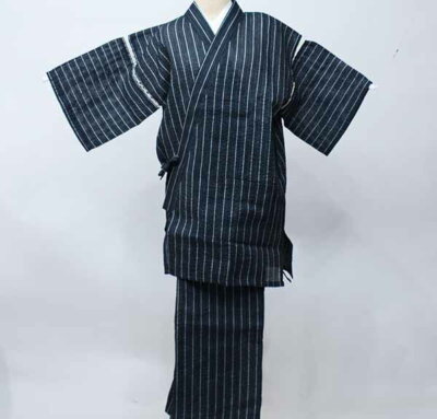 Jinbei/L size LL size 3L size 100% cotton Black striped pattern Japanese kimono