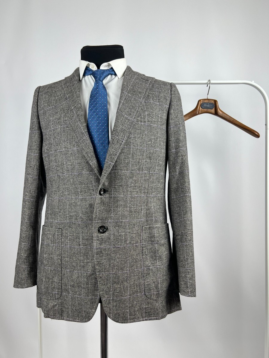 Lab Pal Zileri Men's Unlined Plaid Italian Wool Blend Blazer Jacket Size US  42